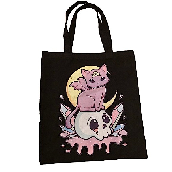 Handbags - ❌SOLD❌ Crystal Cat Goth DTF Tote Bag